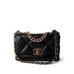 Black Goatskin Quilted 19 Flap Small MHW