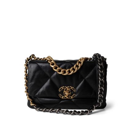 Black Goatskin Quilted 19 Flap Small MHW