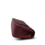 Burgundy Lambskin Quilted Mini Rectangular Flap Silver Hardware - Image 11