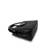 Black Shiny Aged Calfskin Quilted Nano Kelly Shopper Aged Gold Hardware - Image 7