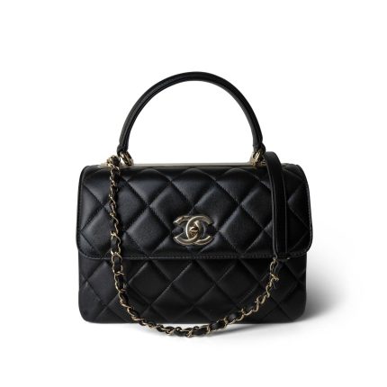 23B Black Trendy CC Lambskin Quilted Small Light Gold Hardware