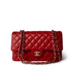 20S Red Lambskin Quilted Classic Flap Medium LGHW