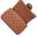 22S Caramel Lambskin Quilted Mini Rectangular Flap Light Gold Hardware - Image 9