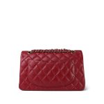 19B Red Caviar Quilted Small Classic Flap Light Gold Hardware - Image 8