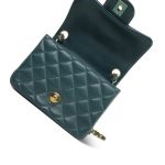 Dark Green Lambskin Quilted Mini Square Flap LGHW - Image 5
