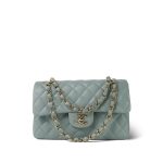 23C Dark Green Caviar Quilted Classic Flap Small Light Gold Hardware - Image 8