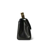 Black Lambskin Quilted Double Chain Top Handle Gold Hardware - Image 4