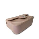 17B Rose Gold Iridescent Caviar Chevron Mini Rectangular Flap Silver Hardware - Image 6