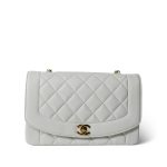 Vintage White Lambskin Quilted Diana Flap Medium GHW - Image 2