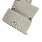 Grey Lambskin Quilted Mini Rectangular Flap Light Gold Hardware - Image 8