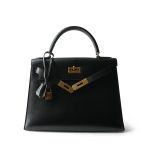 Kelly Sellier 28 Black Box Calfskin Gold Plated (H) Stamp - Image 7