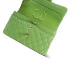 Green Caviar Quilted Classic Flap Small Light Gold Hardware - Image 3