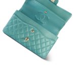 Iridescent Green Lambskin Quilted Classic Flap Medium Light Gold Hardware - Image 13