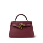 Mini Kelly Sellier Rouge H Chèvre Mysore Gold Plated Y Stamp - Image 11