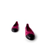 Chanel Fuchsia/Black Lambskin Cap Toe CC Ballerina Flats Size 38/7.5 - Image 3