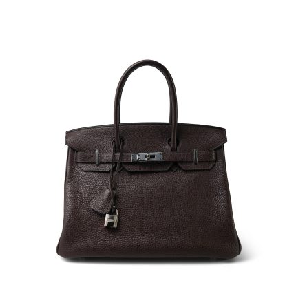 Birkin 30 Chocolate Clemence Palladium Plated [K] Stamp