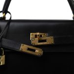 Kelly 32 Black Box Calfskin Gold Plated U Circle Stamp - Image 9