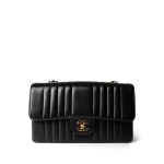 Black Vintage Lambskin Vertical Flap Bag GHW - Image 2