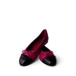 Chanel Fuchsia/Black Lambskin Cap Toe CC Ballerina Flats Size 38/7.5