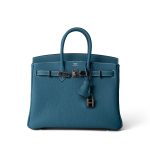 Birkin 25 Blue Jean Togo Palladium Plated B Stamp - Image 5