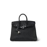 Birkin 25 Noir Veau Togo Palladium Plated A Stamp - Image 3