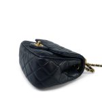 Navy Pearl Crush Mini Square Flap Aged Gold Hardware - Image 11