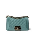 Tiffany Blue Caviar Quilted Small Boy Bag Light Gold Hardware - Image 3