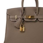 Birkin 25 Etoupe Veau Togo Gold Plated B Stamp - Image 3