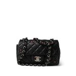 Black Lambskin Quilted Lady Bug Mini Rectangular Flap Silver Hardware - Image 8