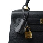 Kelly 28 Sellier Black Epsom Gold Plated A Stamp - Image 2