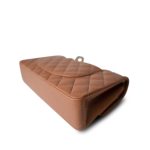 22S Caramel Lambskin Quilted Classic Flap Medium LGHW - Image 6