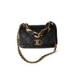Black Lambskin Quilted Entwined Mini Single Flap Aged Hardware - Image 11