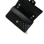 Black Lambskin Quilted Classic Flap Medium Gold Hardware - Image 14