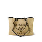 Beige Raffia Deauville Shopping Tote Small Aged Gold Hardware - Image 8