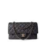 21B Dark Grey Caviar Quilted Classic Flap Medium Light Gold Hardware - Image 12