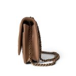 Beige Lambskin Quilted Trendy CC Wallet On Chain LGHW - Image 8