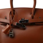Birkin 30 Noisette Box Calfskin Gold Plated E Square Stamp - Image 9