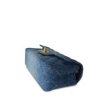 24S Blue Denim Quilted Mini Rectangular Flap Aged Gold Hardware - Image 8