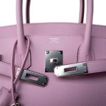 Birkin 30 Mauve Sylvestre Veau Epsom Palladium Plated Z Stamp - Image 13