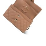 23B Dark Beige Caviar Quilted Classic Flap Small Light Gold Hardware - Image 15
