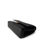 Black Lambskin Chevron Medium Classic Flap Light Gold Hardware - Image 6