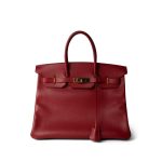 Birkin 35 Rouge Courchevel Gold Hardware (Z) Stamp - Image 2