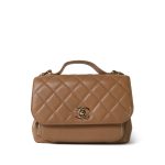 Beige Caviar Quilted Business Affinity Medium Flap Light Gold Hardware - Image 4