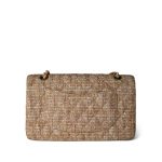Bronze Gold Silver Tweed Quilted Beige Classic Flap Medium - Image 4