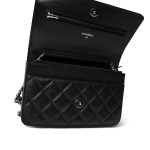 Black Caviar Quilted Classic Wallet on Chain (WOC) Silver Hardware - Image 9