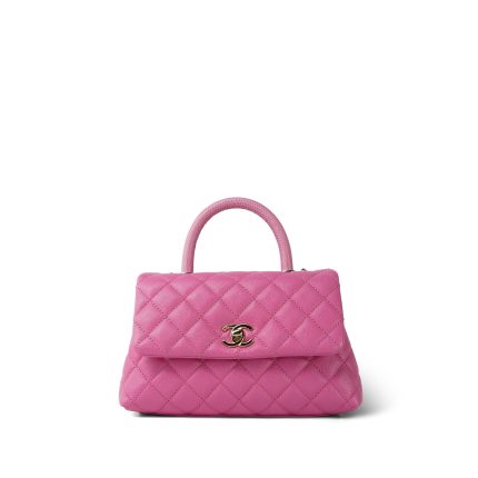 Light Pink Caviar Quilted Lizard Embossed Coco Handle  Small LGHW