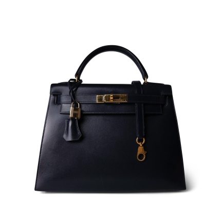 Kelly Sellier 28 Navy Box Calfskin Gold Plated (Z) Stamp