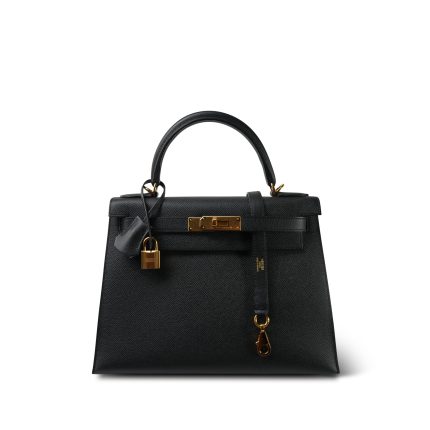 Kelly Sellier 28 Black Epsom Gold Plated B Stamp