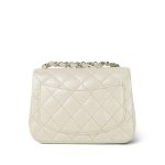 Glittery Ivory Caviar Quilted Mini Square Flap SHW - Image 3