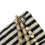 Ivory/Black Striped Coco Sailor Pearl Classic Flap GHW - Image 6